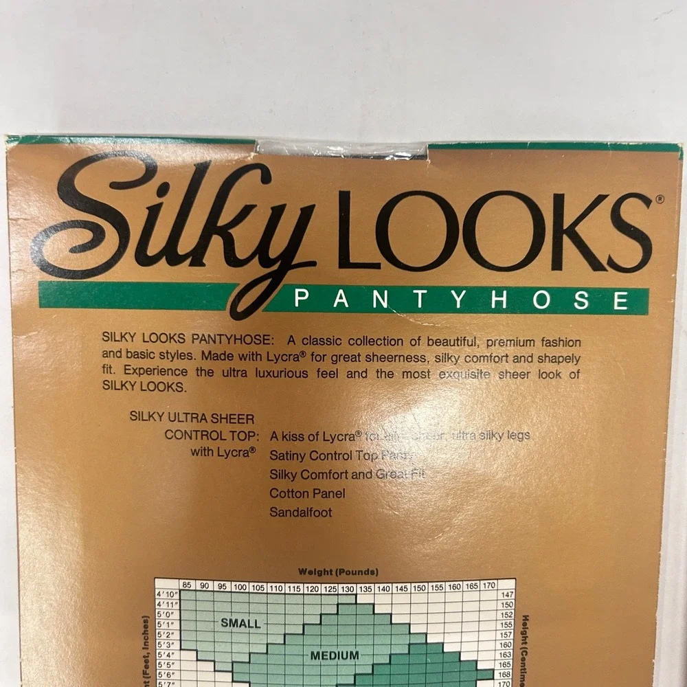 2 Pair Vintage 80s Silky Looks Ultra Sheer Control Top Pantyhose M Black NOS